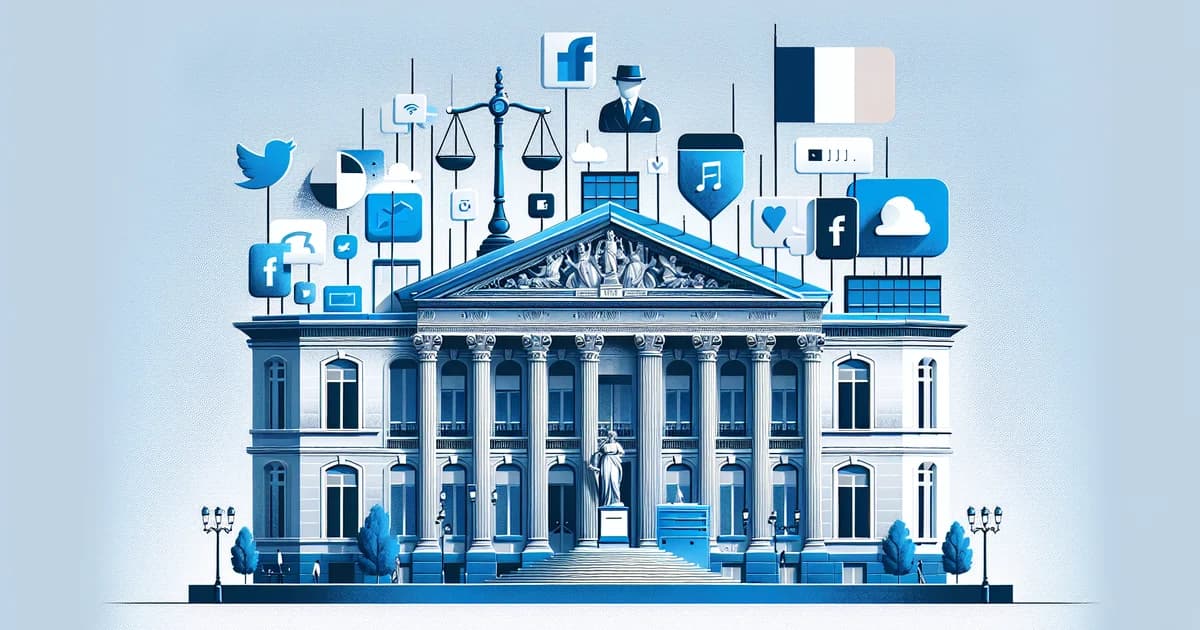 Balance de la justice avec un smartphone affichant Instagram, symbolisant la légalité de l'achat de followers en France