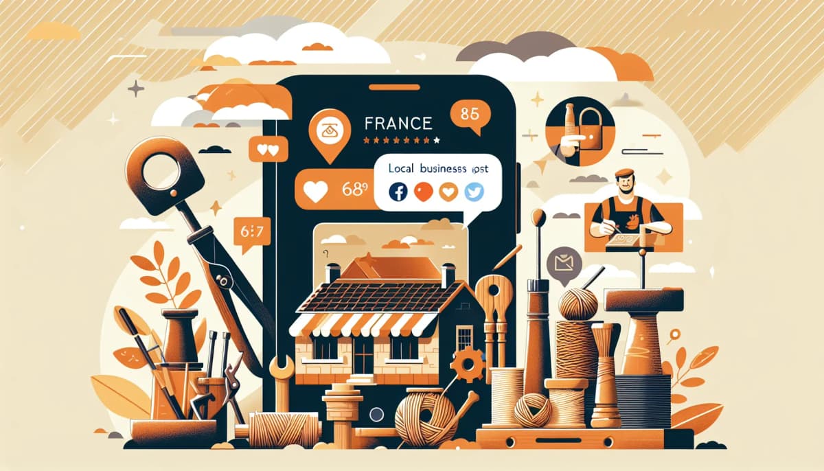 Artisan français utilisant les réseaux sociaux et Google Business pour développer sa clientèle locale