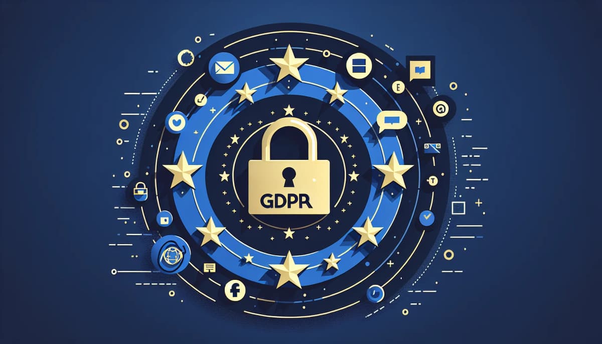 Guide de conformité RGPD pour le marketing sur les réseaux sociaux avec icônes de protection des données