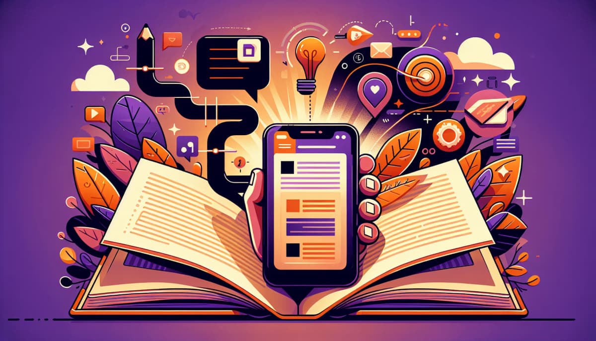 Illustration du storytelling sur les réseaux sociaux avec des bulles narratives et des icônes d'engagement sur différentes plateformes