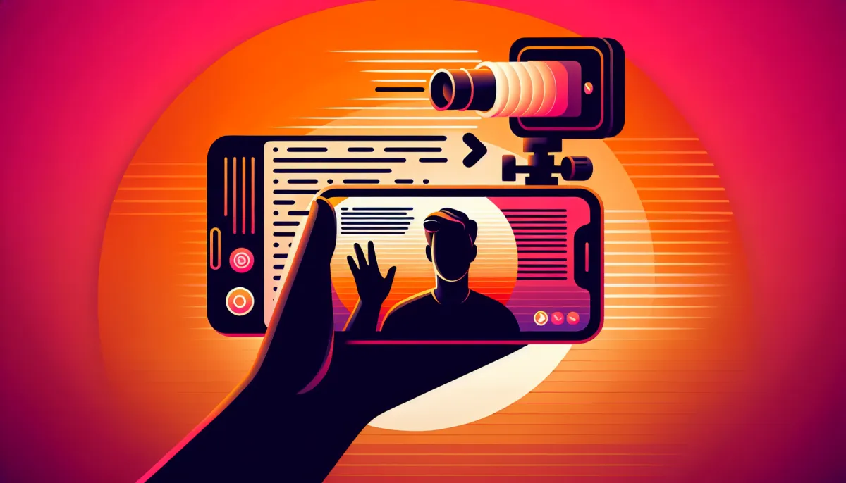 Capture d'écran du téléprompter intégré dans Instagram Reels avec texte défilant devant la caméra frontale