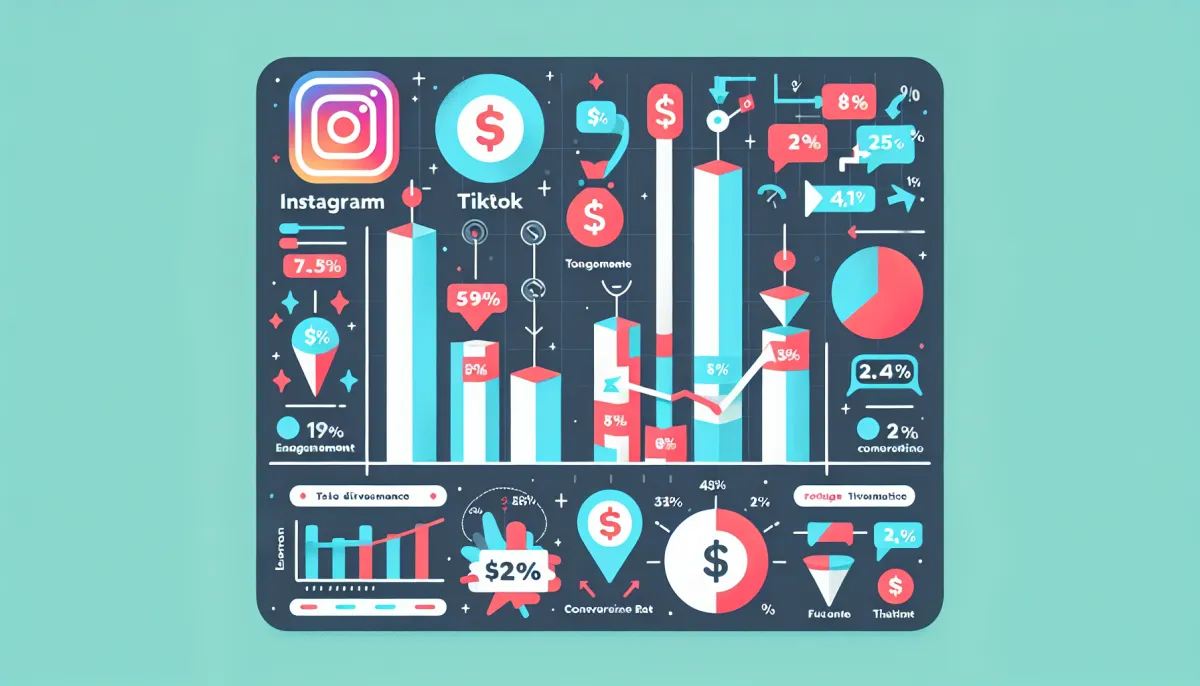 Graphique comparatif des taux d'engagement et du ROI entre Instagram et TikTok en 2026